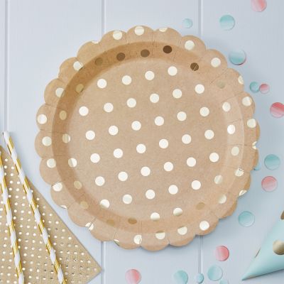Tallrikar papperstallrikar Gold Dots, 8-pack