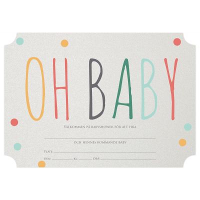 Inbjudningskort  fyll-i-kort baby shower dots blå

