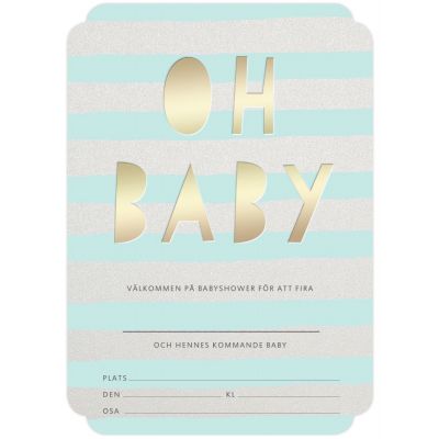 Inbjudningskort  fyll-i-kort baby shower dots blå

