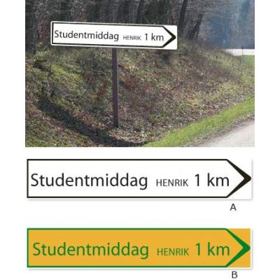 Personlig studentskylt vägbeskrivning studentmiddag