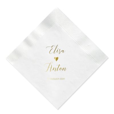Matservett bröllop guldfolierat hjärtan Heart of gold