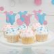 Cupcake toppers - Baby blå/rosa - 12-pack